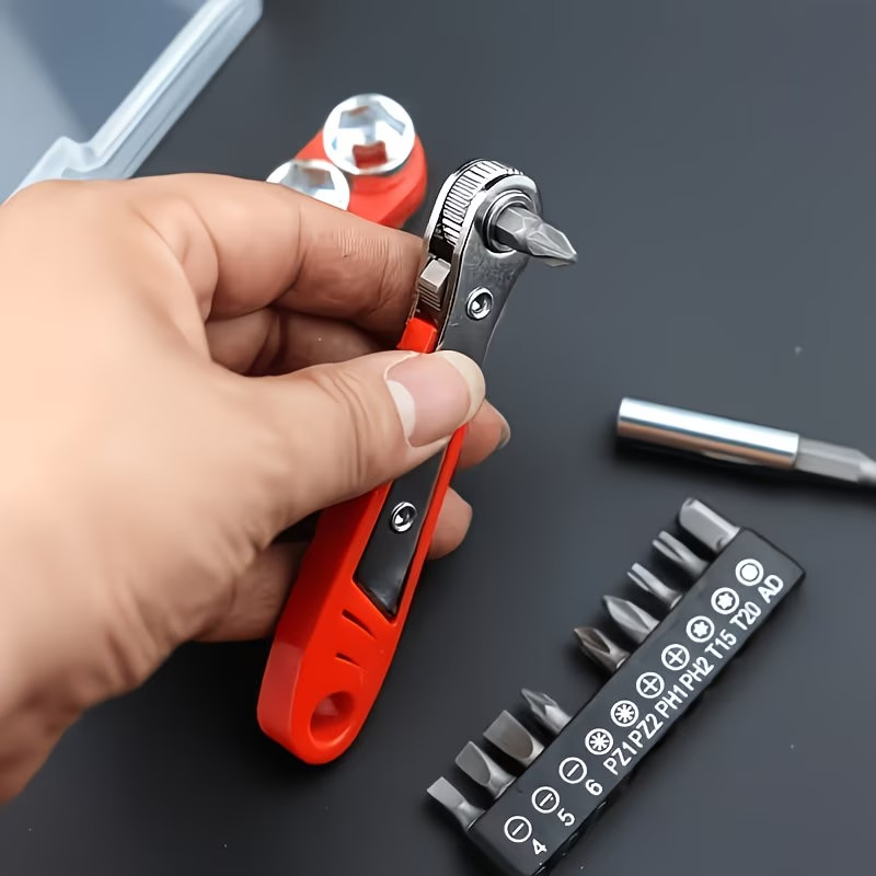 36-Tooth Mini Ratchet Screwdriver Set w/L-Shaped Wrench – Steel Multi-Bit Tools