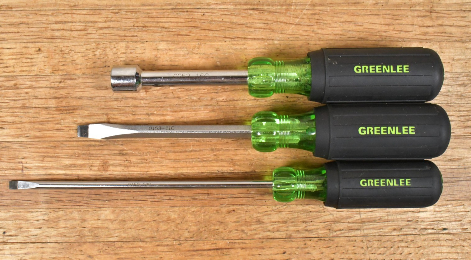 3x GREENLEE Drivers Flat Slotted + Nut Driver 0153-22C 0153-11C 0253-16C