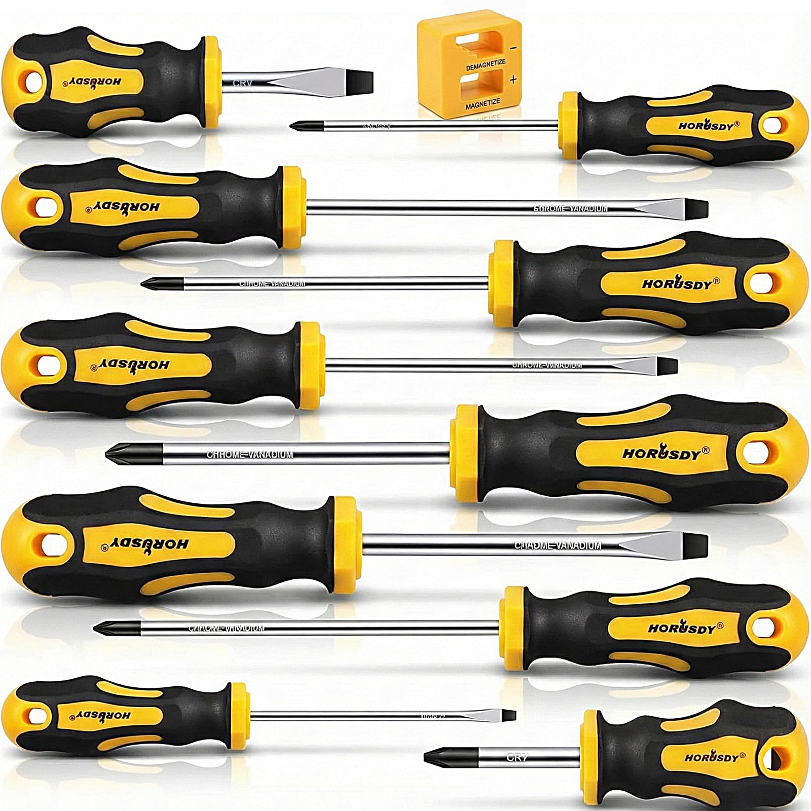 Horusdy 11-Piece Magnetic Screwdriver Set with 5 Phillips and 5 Flat Head Tips