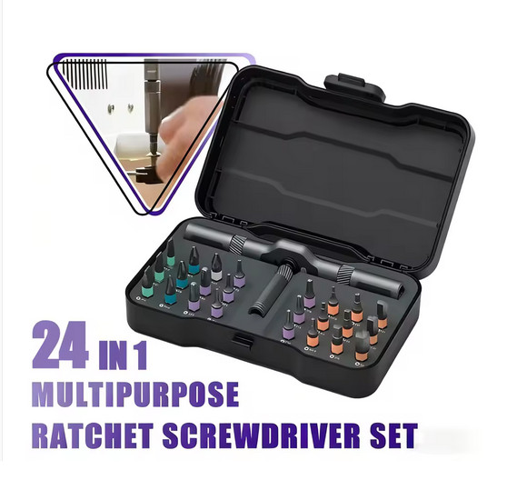25pcs 24 in 1 Multifunction Screwdriver Head Set Household Repair Ratchet Wrench
