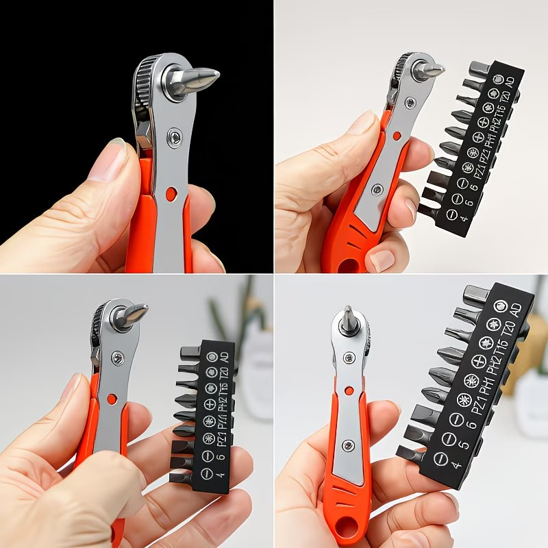36-Tooth Mini Ratchet Screwdriver Set w/L-Shaped Wrench – Steel Multi-Bit Tools