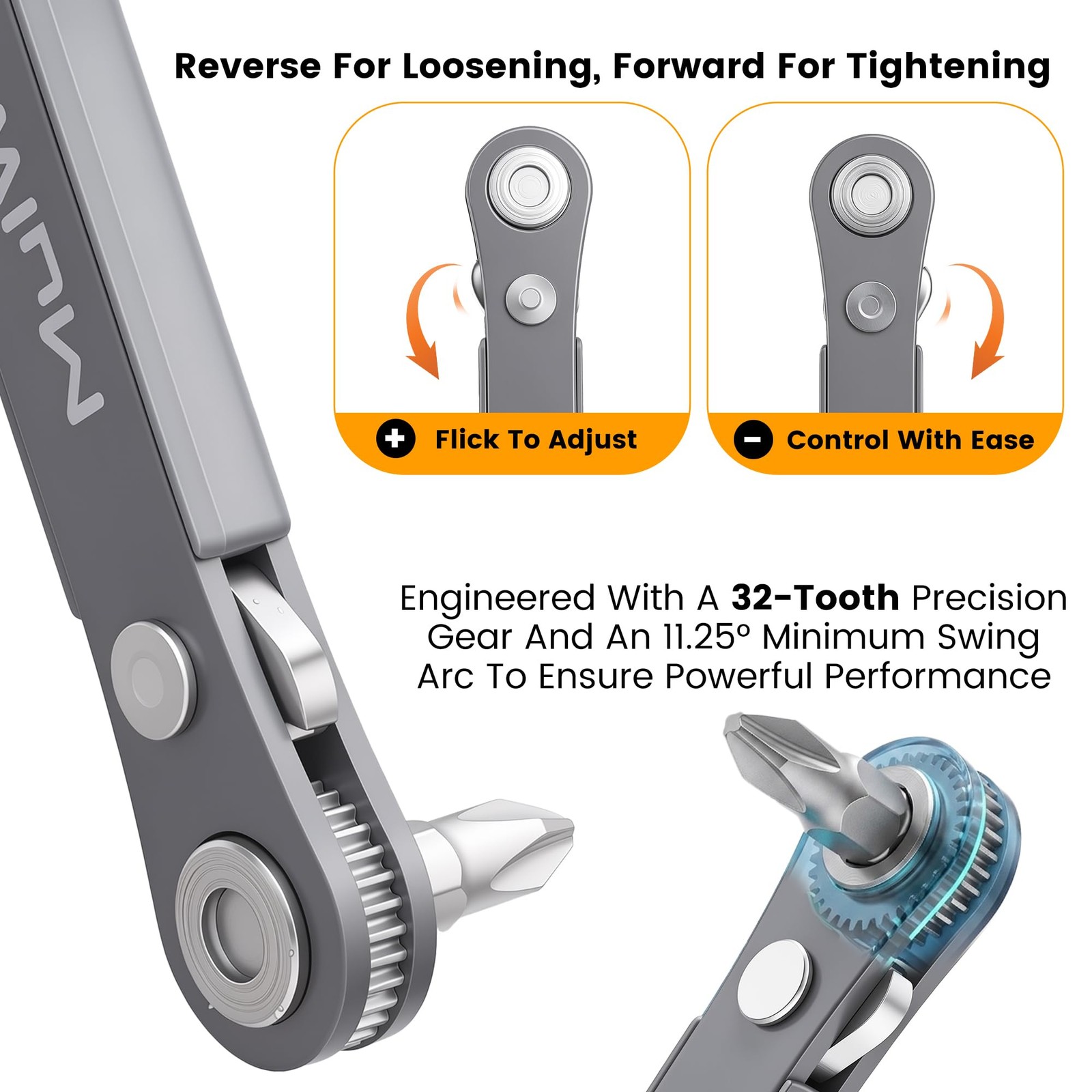 Ultra Low Profile Mini Ratchet Wrench Close Quarters Screwdriver 20 PCS