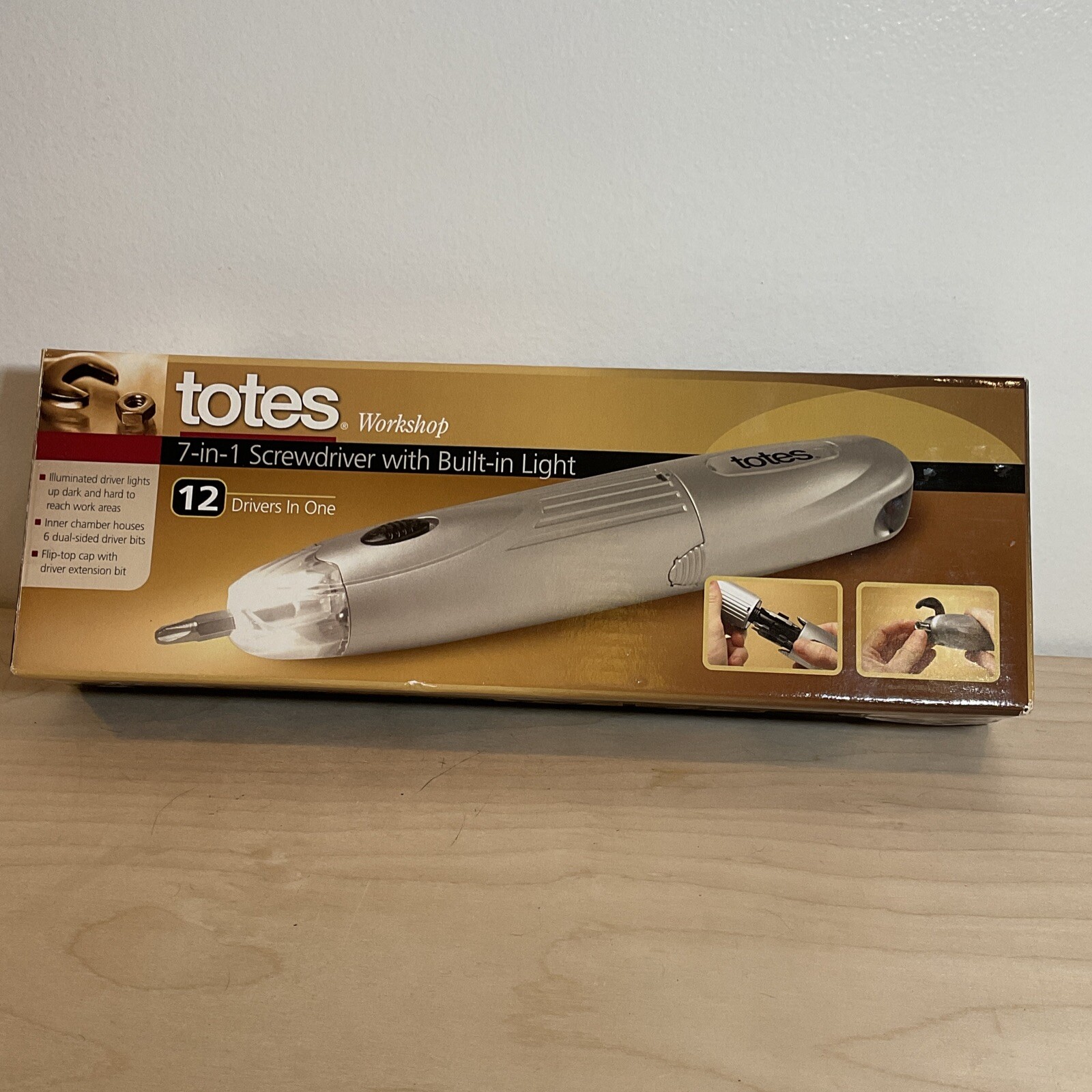 Totes Workshop 7-in-1 Screwdriver With Built-in Light (batteries NOT Included)