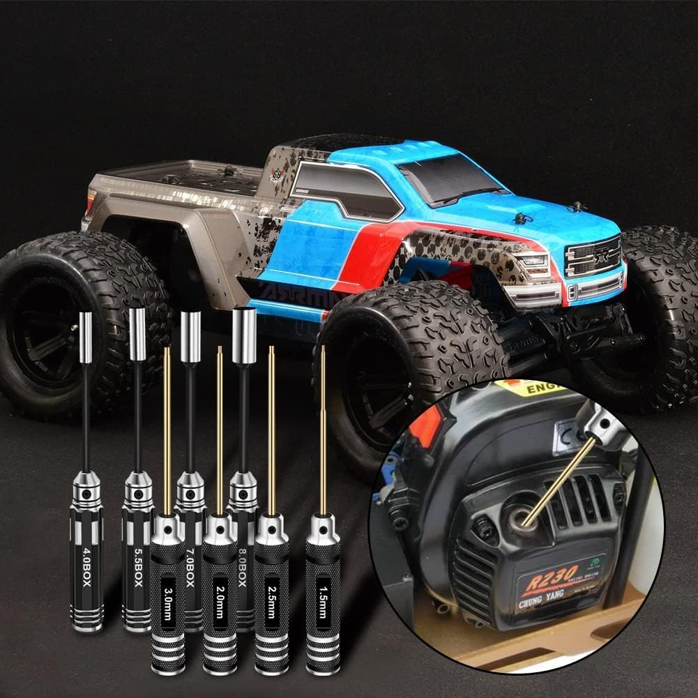 RC Hex Driver Set Tools Kit – 8Pcs Titanium Allen Screwdriver 1.5Mm-8.0Mm for Ca