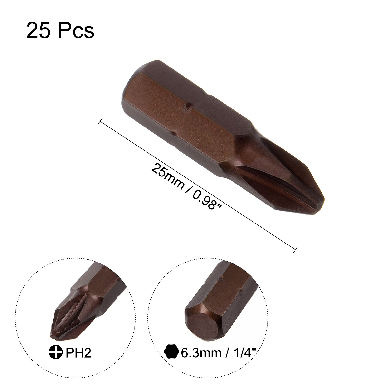 25pcs Magnetic Phillips Screwdriver Bits PH2 Cross Head Drill Bit 1/4″ Hex Shank