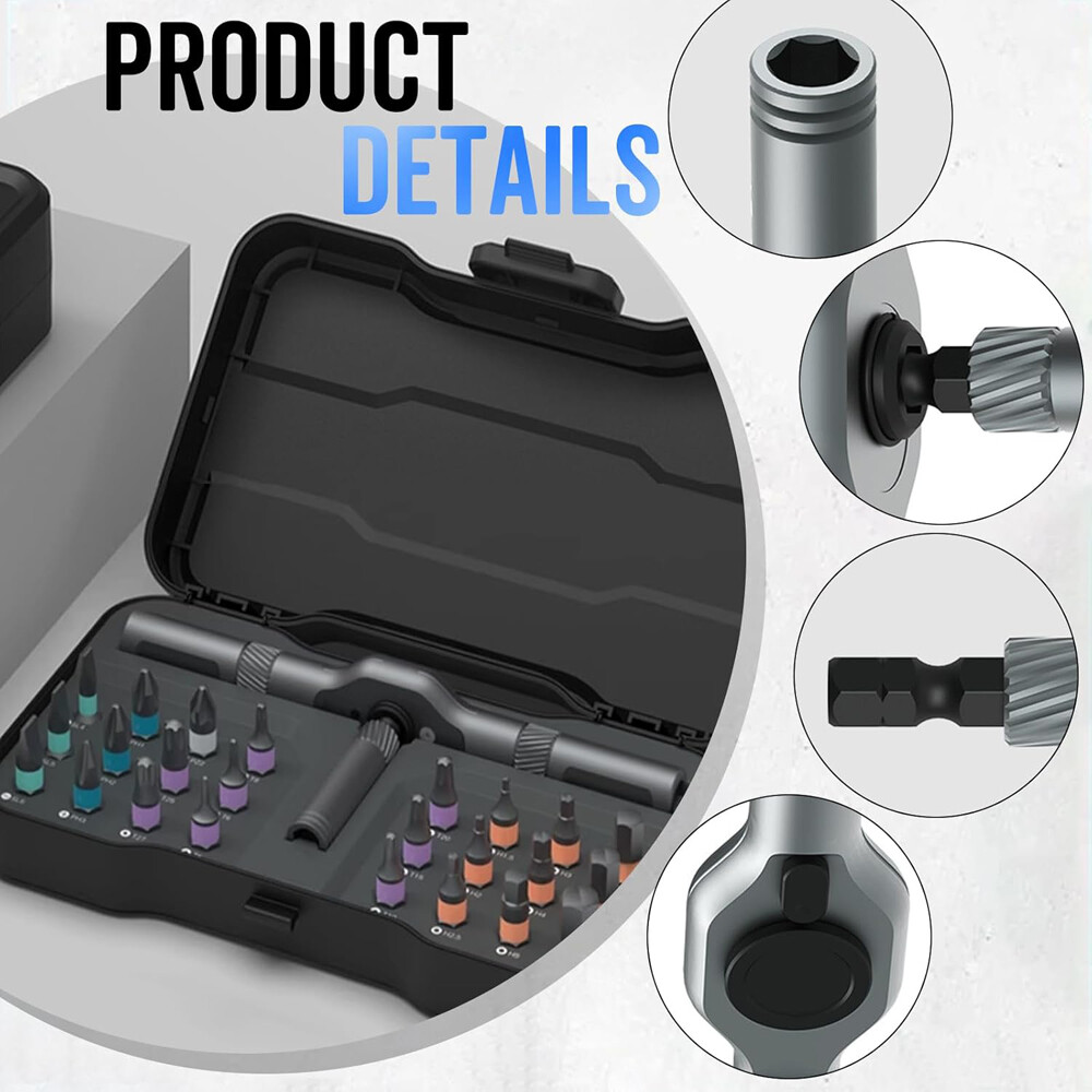 25Pcs 24 in 1 Multifunction Screwdriver Head Set Household Repair Ratchet Wrench