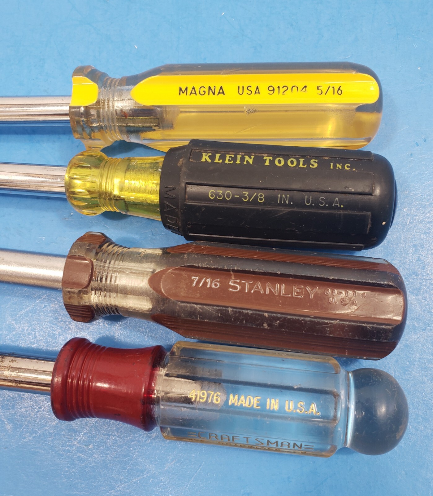 Collection of 4 Nut Drivers Craftsman, Klein, Magna, Stanley all Made in USA