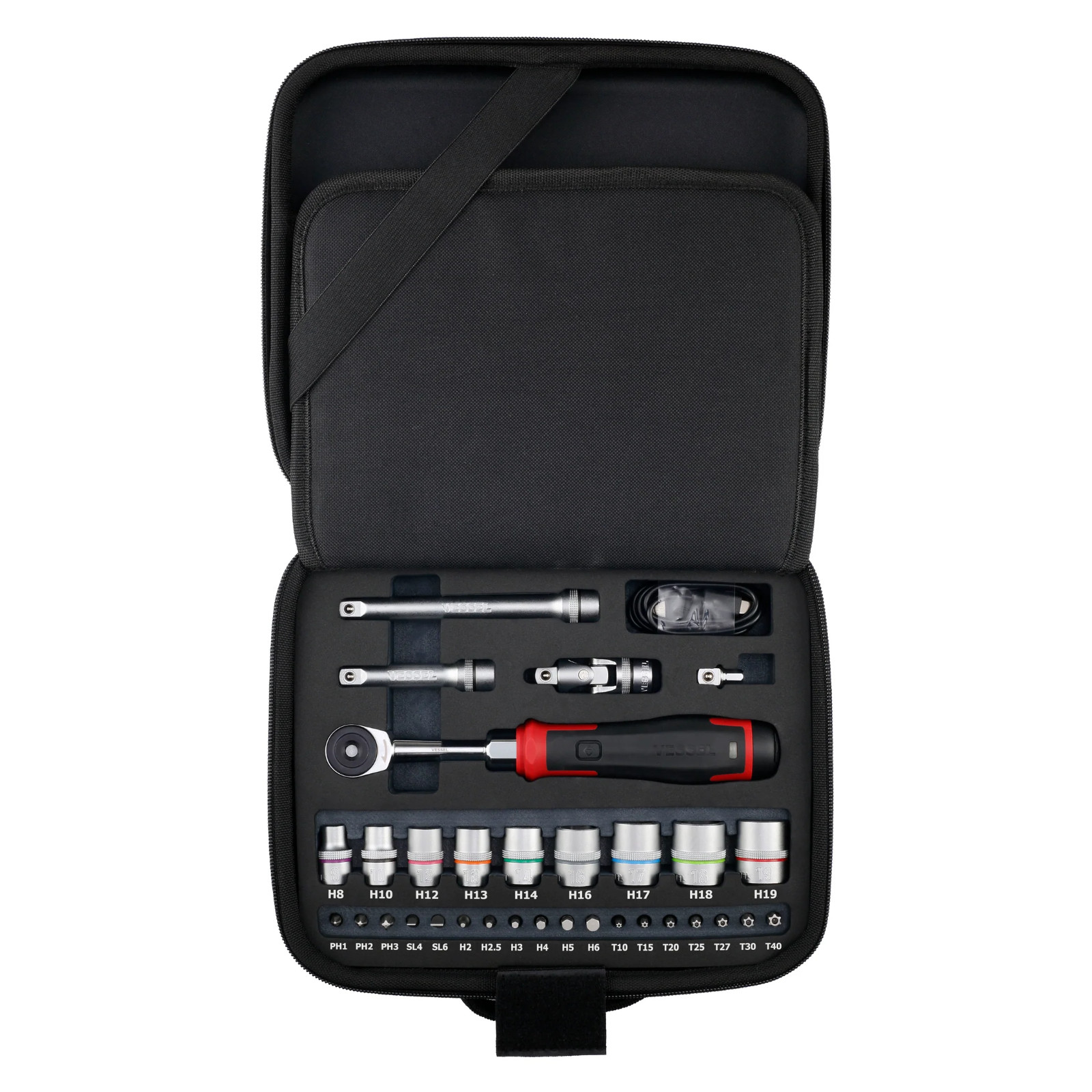 VESSEL 400ER3-1M Electric Slim Ratchet Set Handle Ratchet Wrench USB-Type C