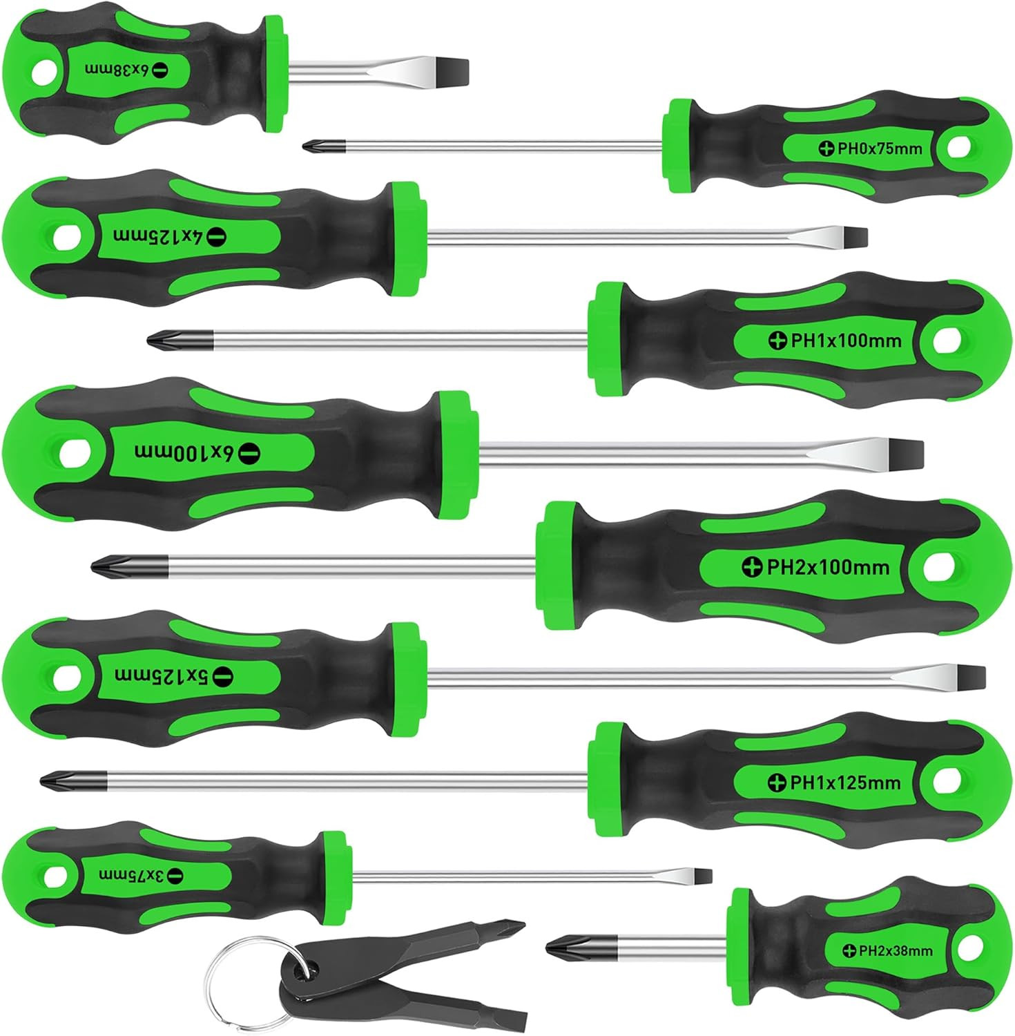 Amartisan 10-Piece Magnetic Screwdrivers Set, 5 Phillips and 5 Slotted Tips