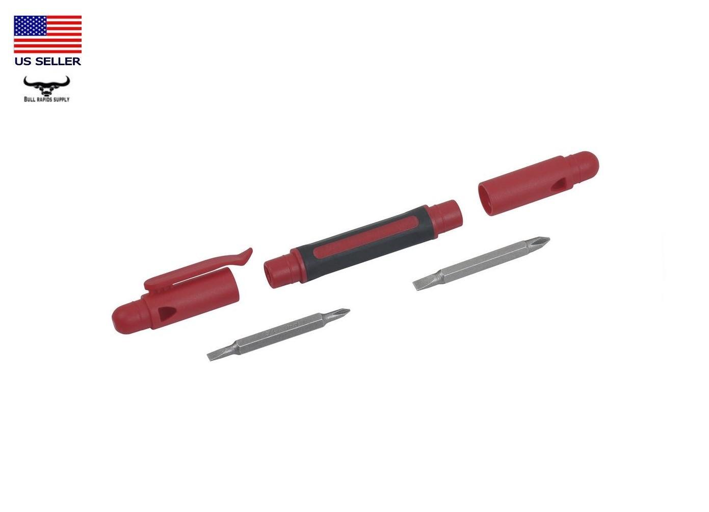 5″ Pen Style 4-in-1 Precision Mini Screwdriver Pocket Clip Phillips & Slotted