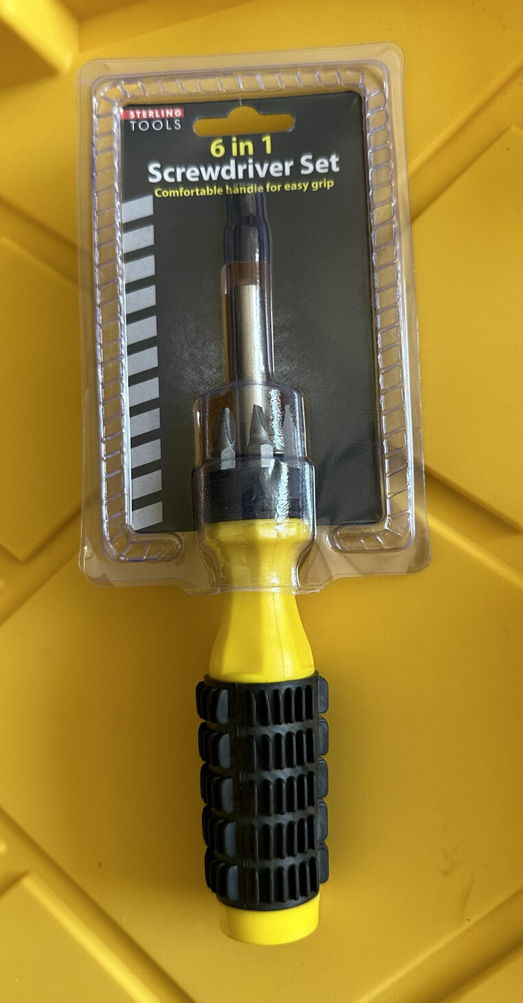 New Sterling Tools 6 In 1 Screwdriver Set – Black/Yellow – MA036