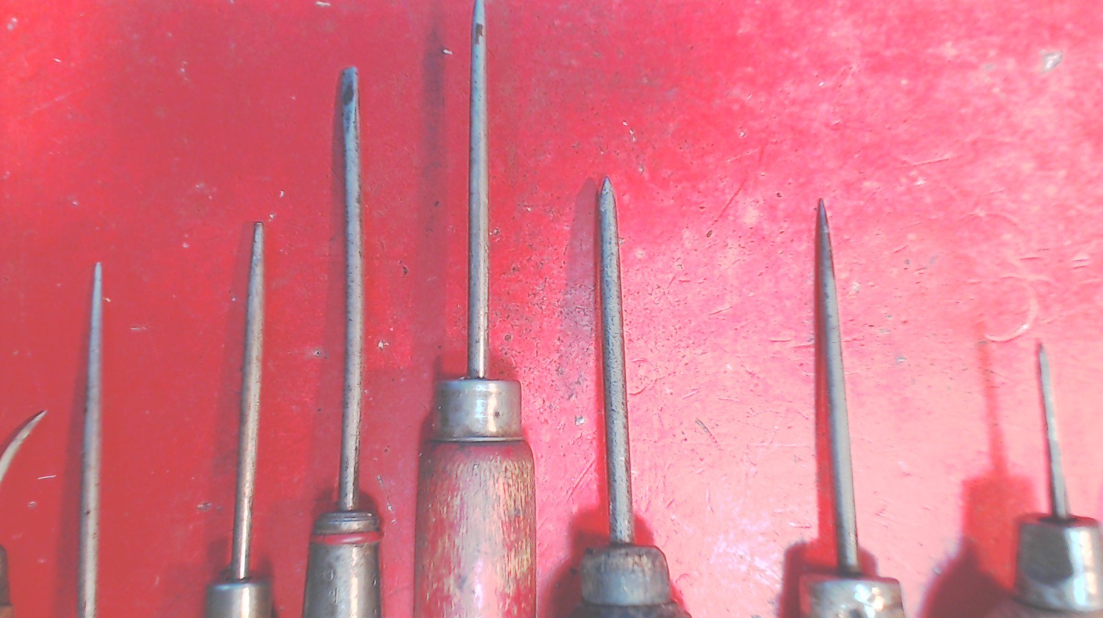 Vintage-20- Wooden Handled- Screwdriver-Ice picks-Threadstarter-Chisels-Knifes