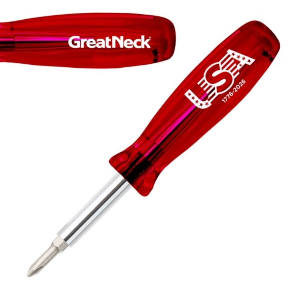 Greatneck America 250 Multi-Bit Screwdriver, 6 in 1 Phillips Flat Slotted USA