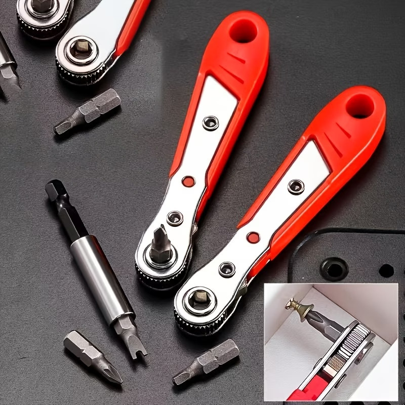 36-Tooth Mini Ratchet Screwdriver Set w/L-Shaped Wrench – Steel Multi-Bit Tools