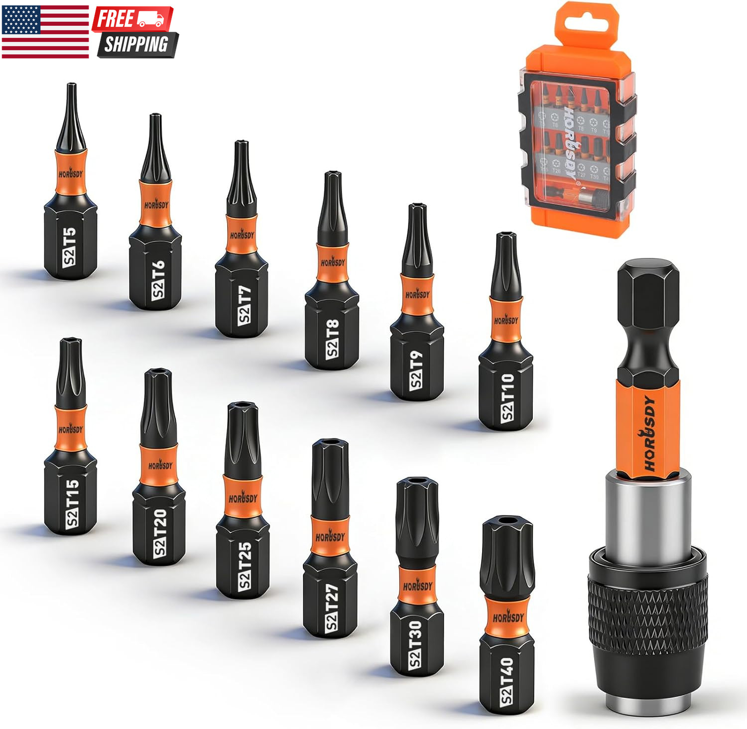 Tamper Proof Torx Bit Set, 13-Pieces T5-T40 Security Torx Bits with Magnetic Tip