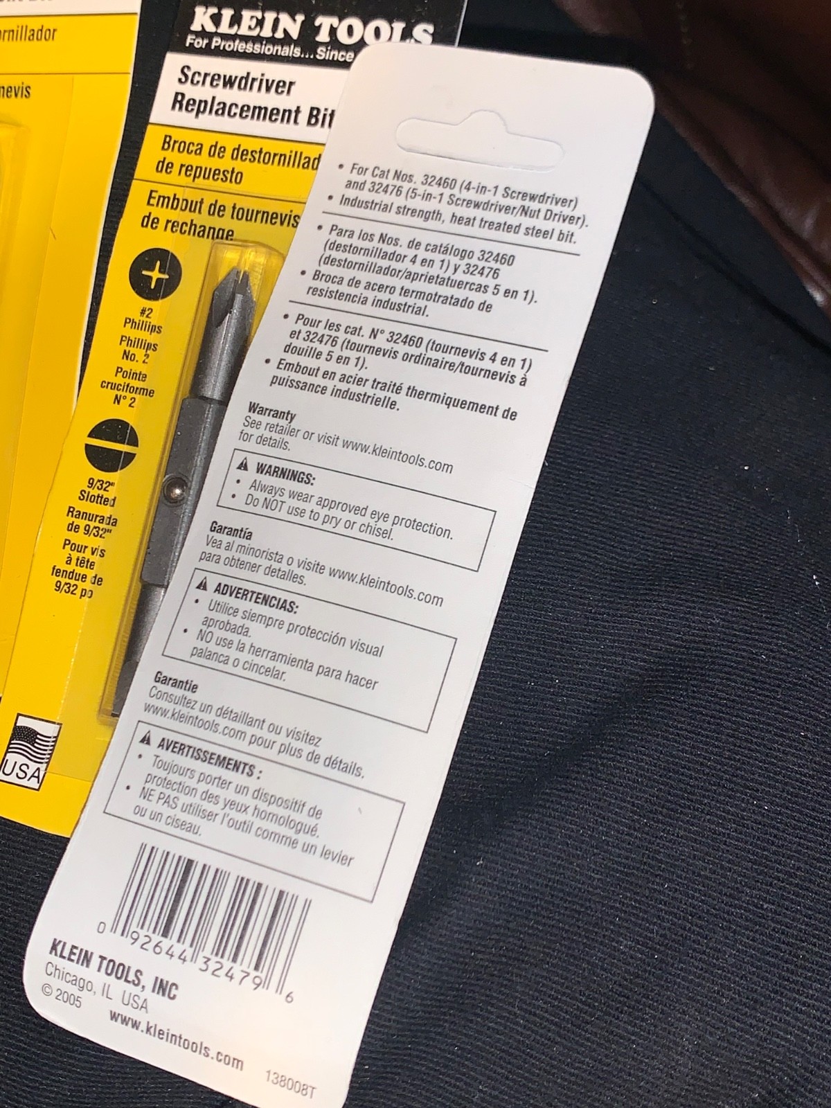 3 Packs of Klein Tools 32479 4 in 1 & 5 in 1 bits 9/32 slotted & #2 Phillips