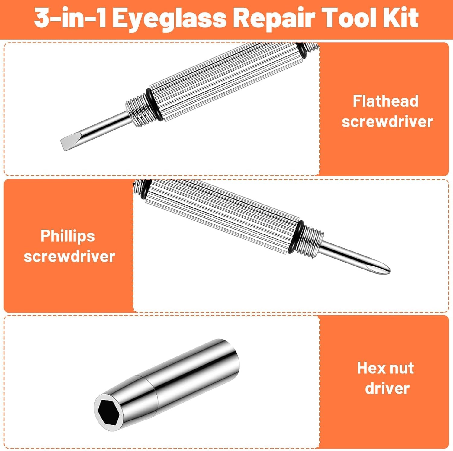 10Pcs Eyeglass Screwdriver Repair Kit 3-in-1 Mini Keychain Glasses Watch Tool