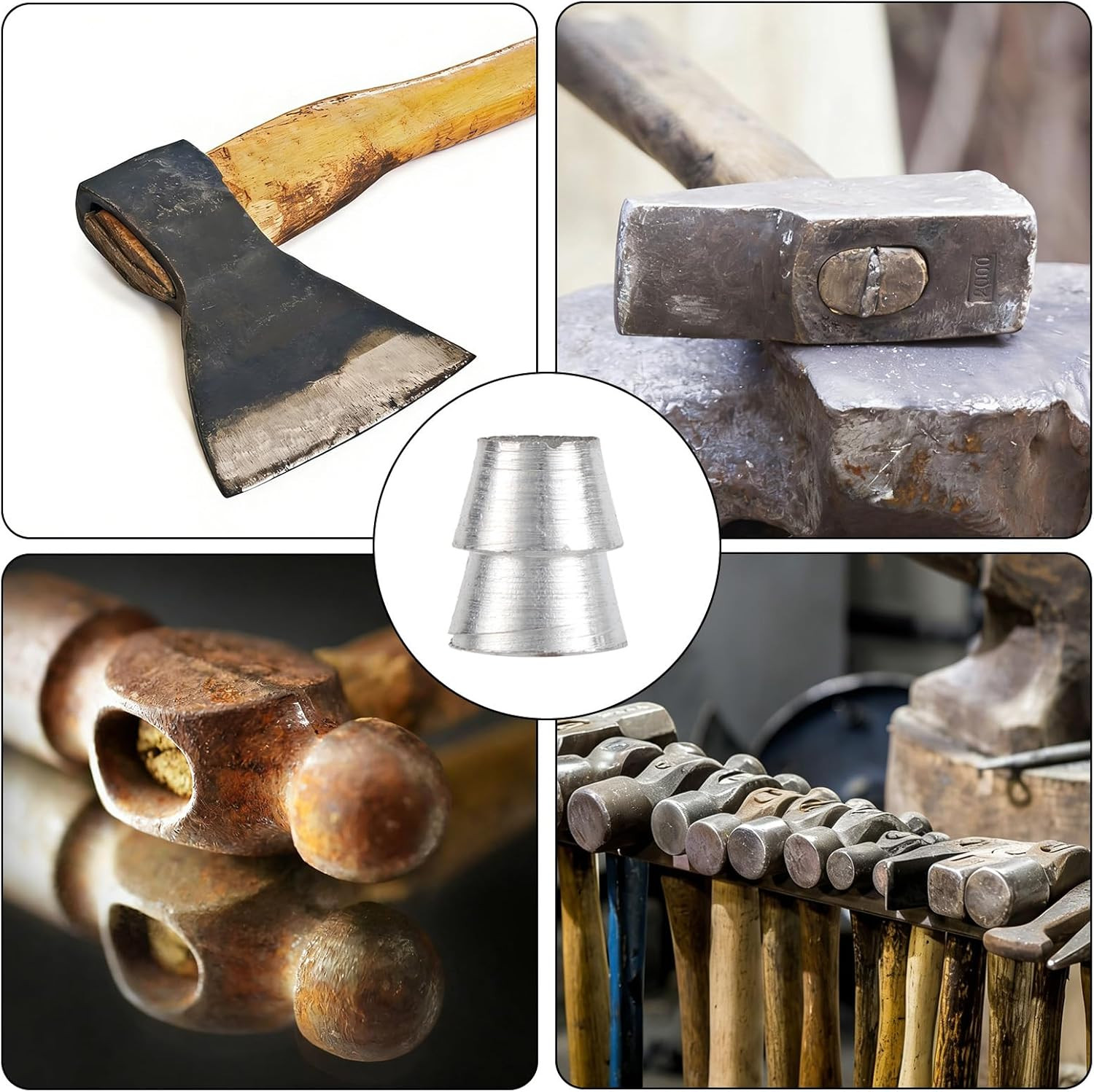 20Pcs Hammer Handle Repair Wedge Kit, 5 Wooden Wedges & 15 Steel Wedges for Axe