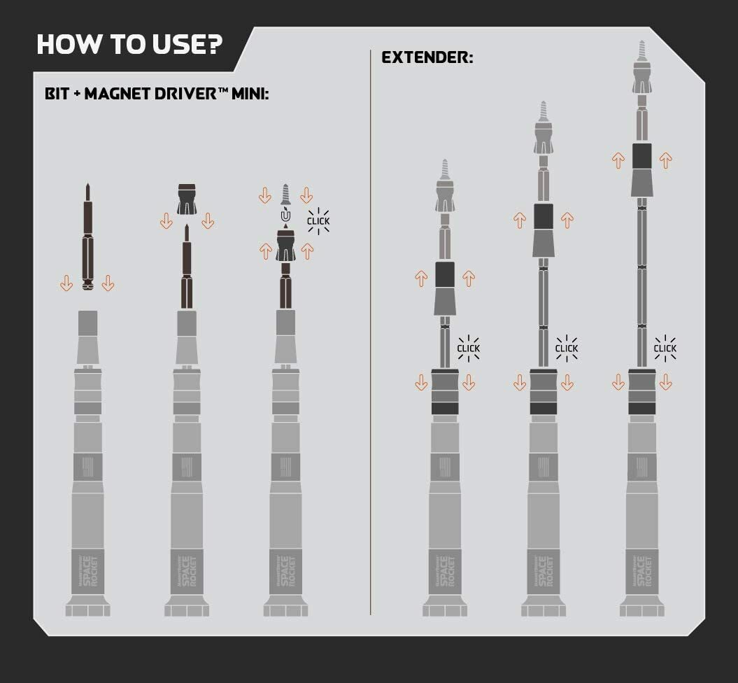 Space Rocket by Magnet Driver | Precision Screwdriver Kit with Magnetic Extender