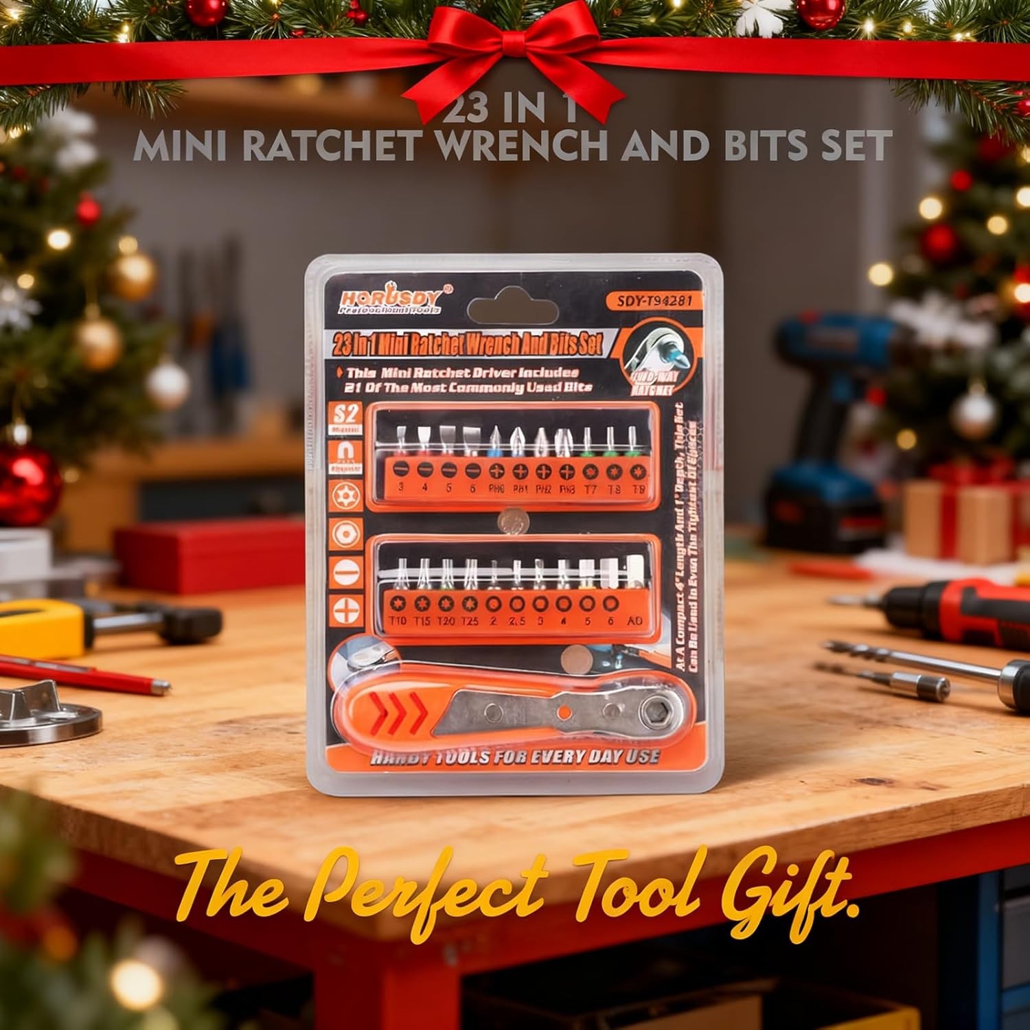 Ultra Low Profile Mini Ratchet Screwdriver Set–Tamper Resistant Star Bits, 90