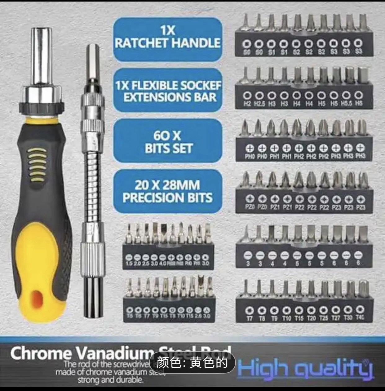 145PCS Magnetic Screwdriver Set Repair Tool Kit CR-V Steel with Organizer Stand