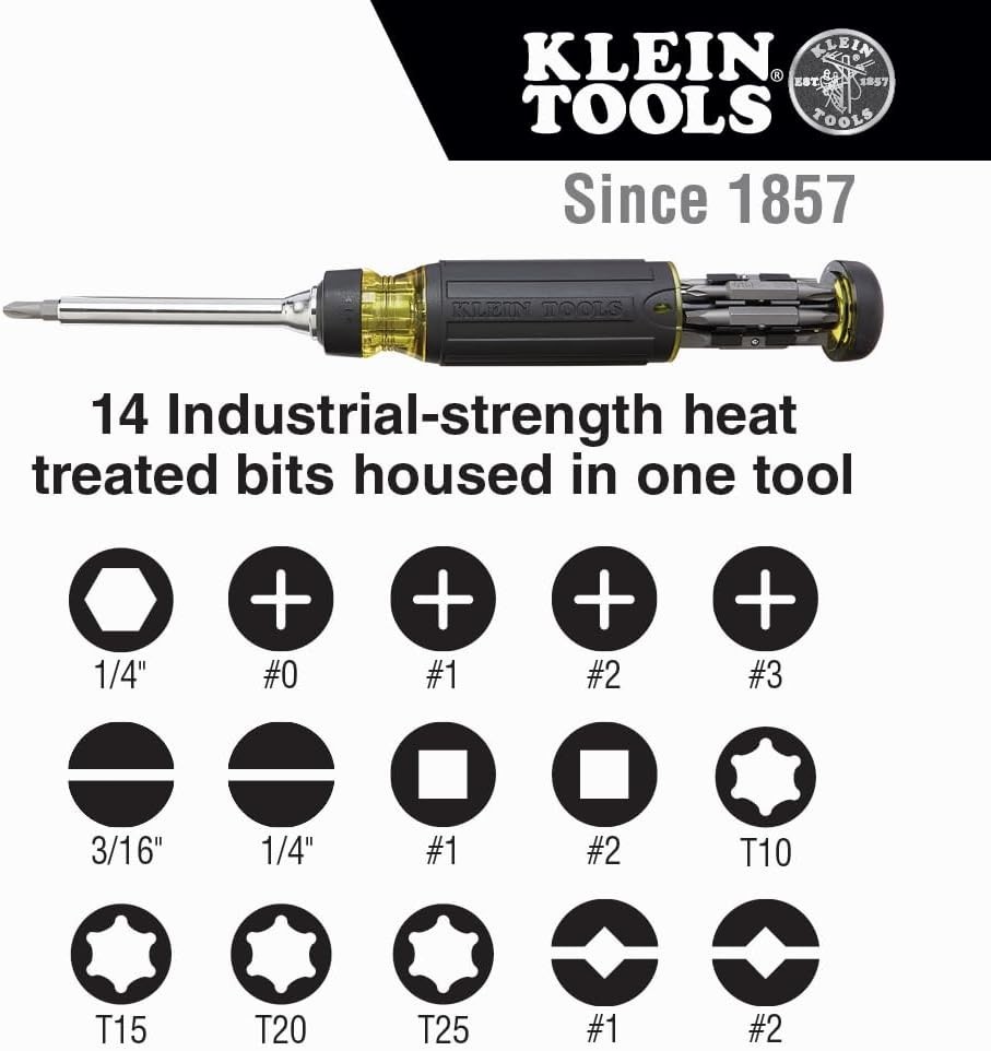 Multi-bit Ratcheting Screwdriver 15-in-1 with Phillips Slotted Torx Nut Driver