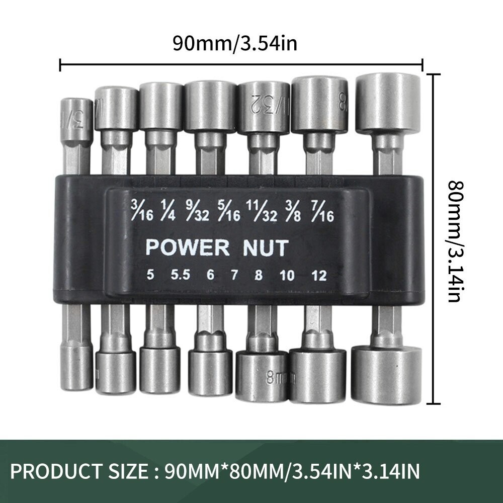 28Pcs Power Nuts Driver Drill Bit Set Metric Socket Wrench 1/4” Driver Hex Keys