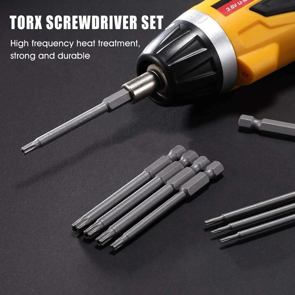 11PCS 1/4″ Hex Security Torx Screwdriver Bit Set Magnetic Drill Flat Head 50/100