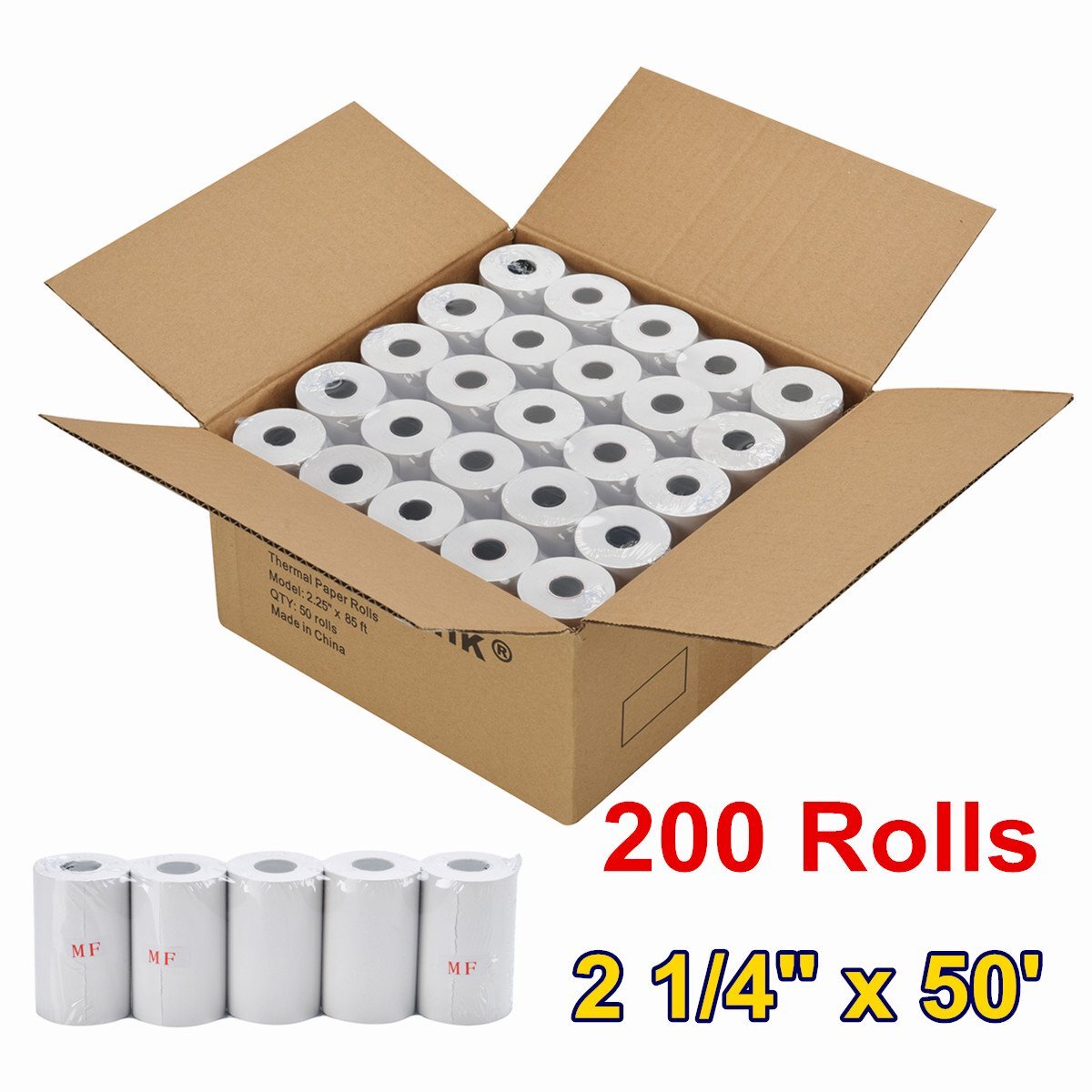 200 Rolls 2 1/4″ X 50′ Thermal Paper POS Cash Register Receipt Case Verifone
