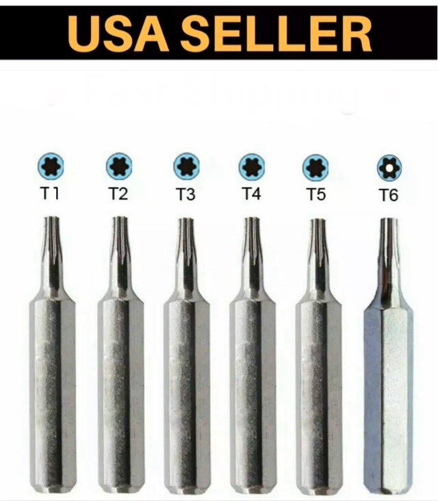 Micro Torx Driver Bits Set T1,T2,T3,T4,T5,TR6 (T6 Security) Torque Star Repair