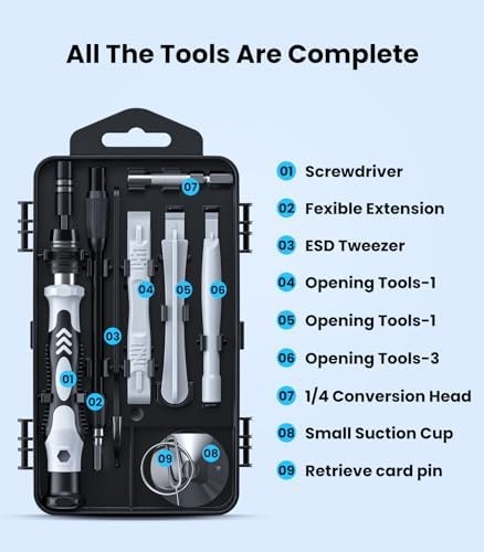 115 in 1 Precision Screwdriver Set, 18 x 10 x 5.5 cm, Black/Silver