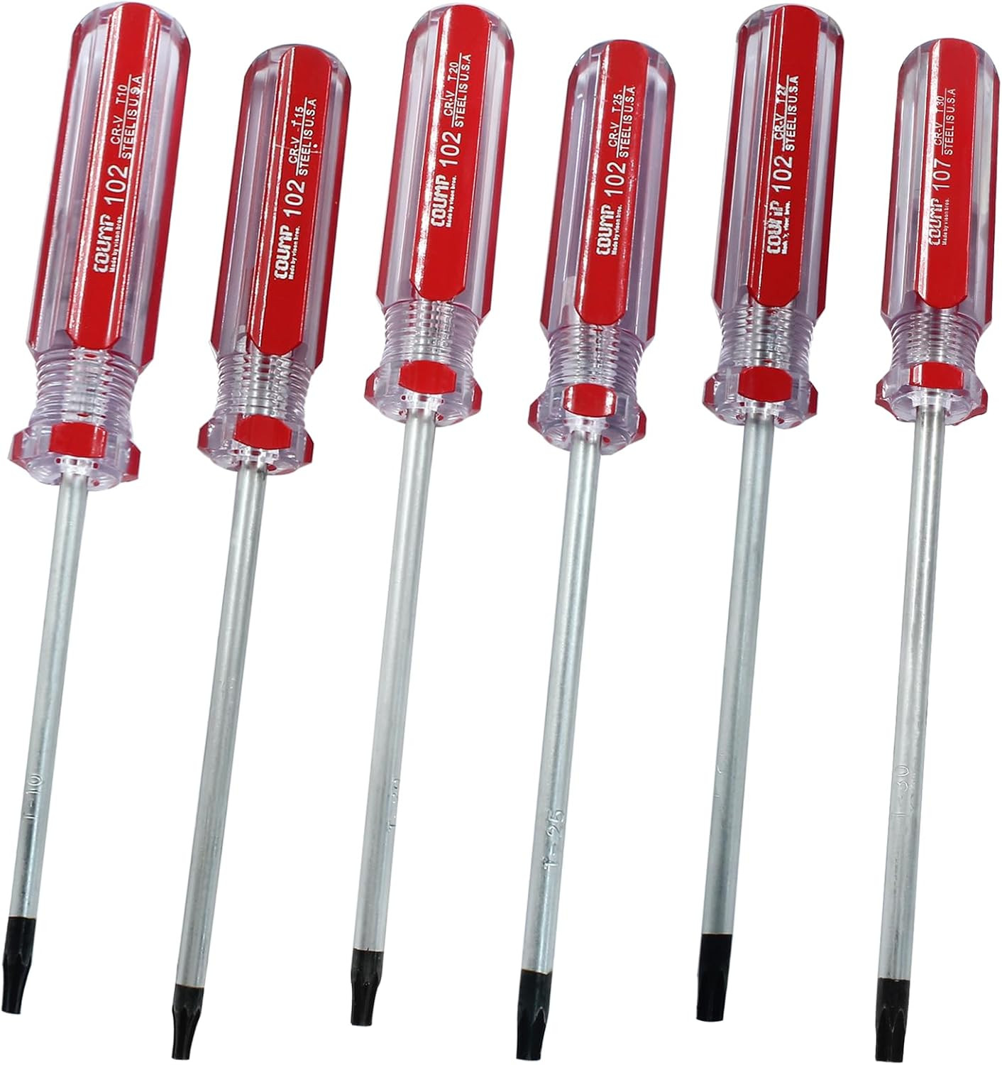 6 Pc Security Torx Screwdriver Set with Magnetic Tip, T10 T15 T20 T25 T27 T30