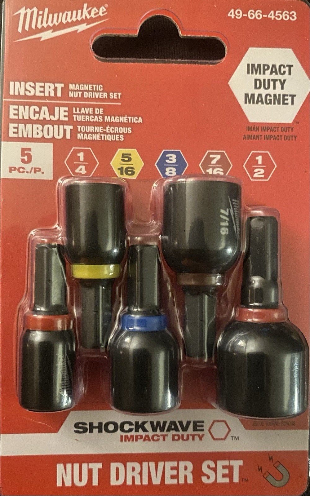 Milwaukee 49-66-4563, SHOCKWAVE Impact Duty Magnetic Nut Driver Set (5-piece)