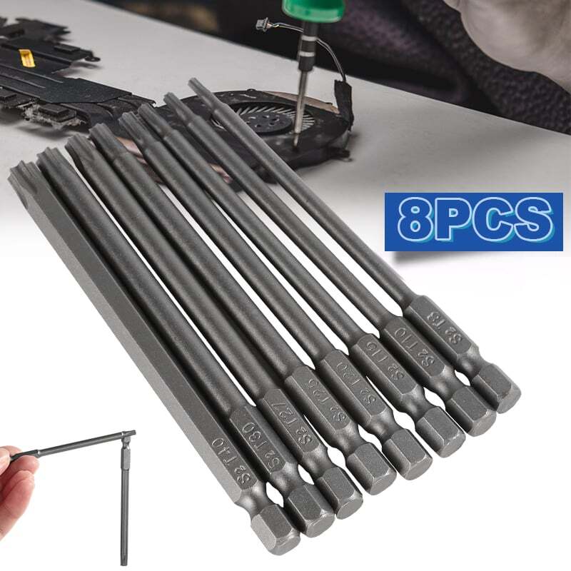 8pcs Torx Screwdriver Bit Set Hex Security Magnetic Head 100MM Extra Long IN USA