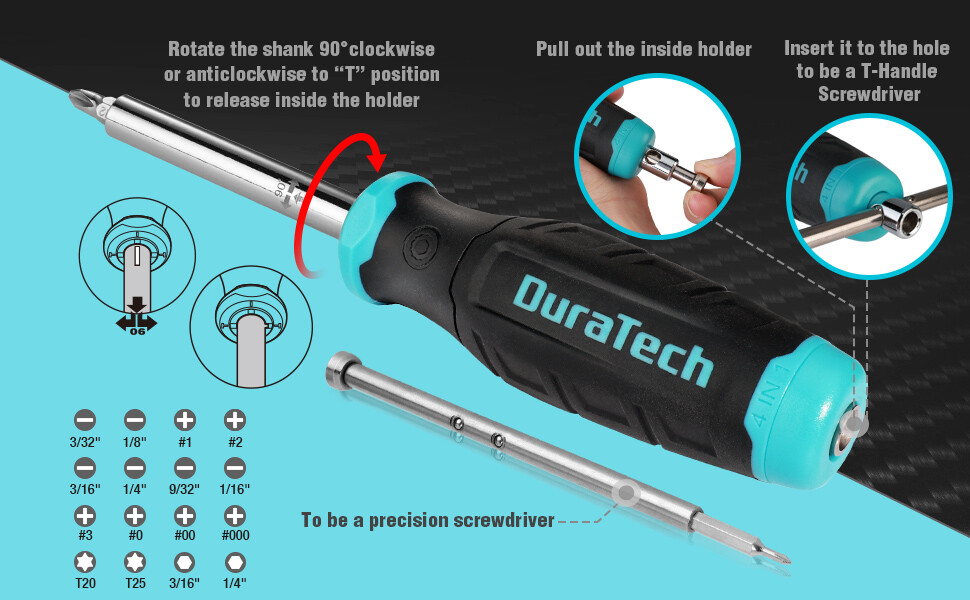 DURATECH 18-in-1 Multi-bit Screwdriver Phillips/Slotted/Torx/Square Screwdriver