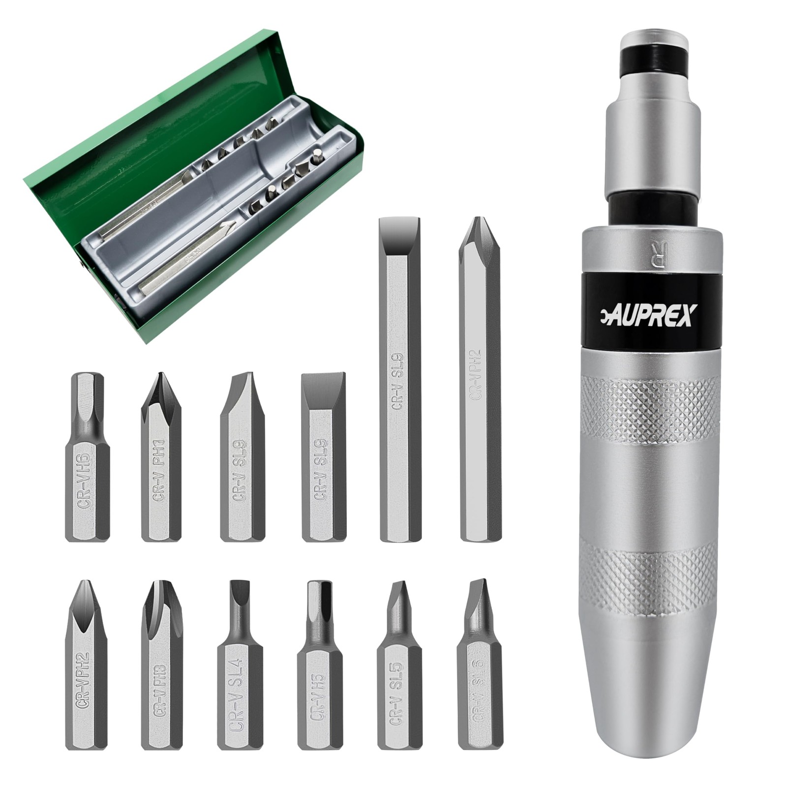 AUPREX Manual Impact Screwdriver, 1/2” Reversible Hand Silver&black