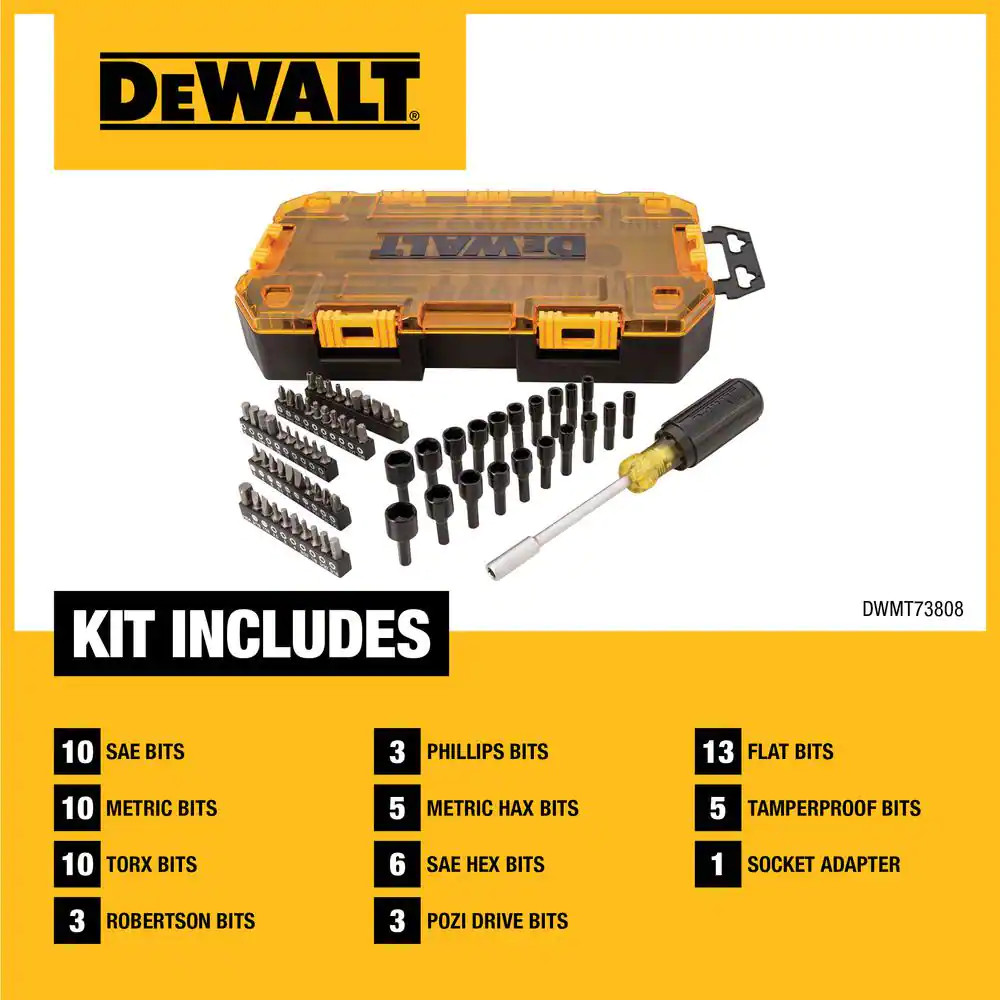 DEWALT 1/4 In. Multi-Bit and Nut Driver Set (70-Piece)