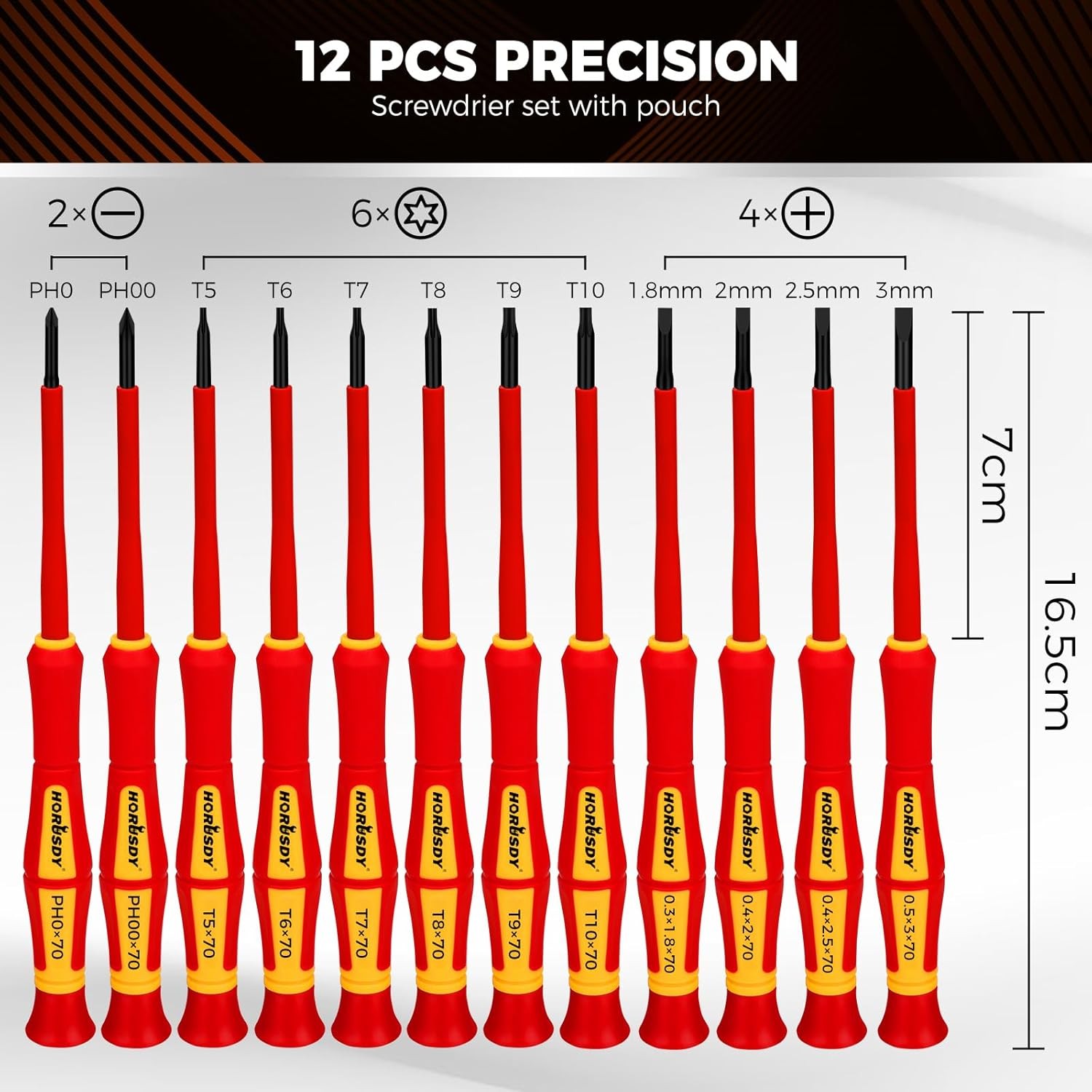 12-Piece Precision Screwdriver Set, 1000V Insulated Electrician Screwdri