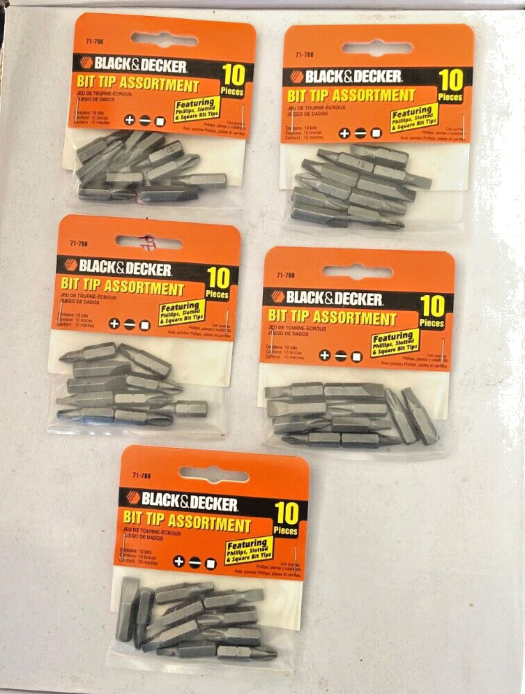 Black $ Decker 5 sets 10 PCS per set #71 788 4 Phillips 3 Slot & 3 Square