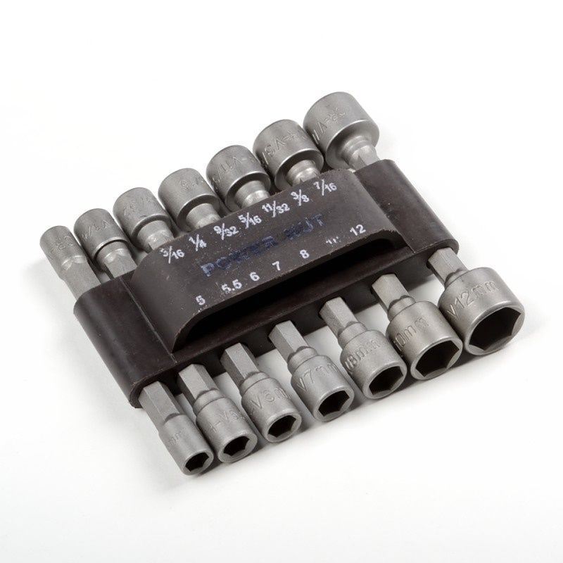 14pc Power Nut Driver Set Dual Metric MM & Standard SAE 1/4″ Shank Power Tool