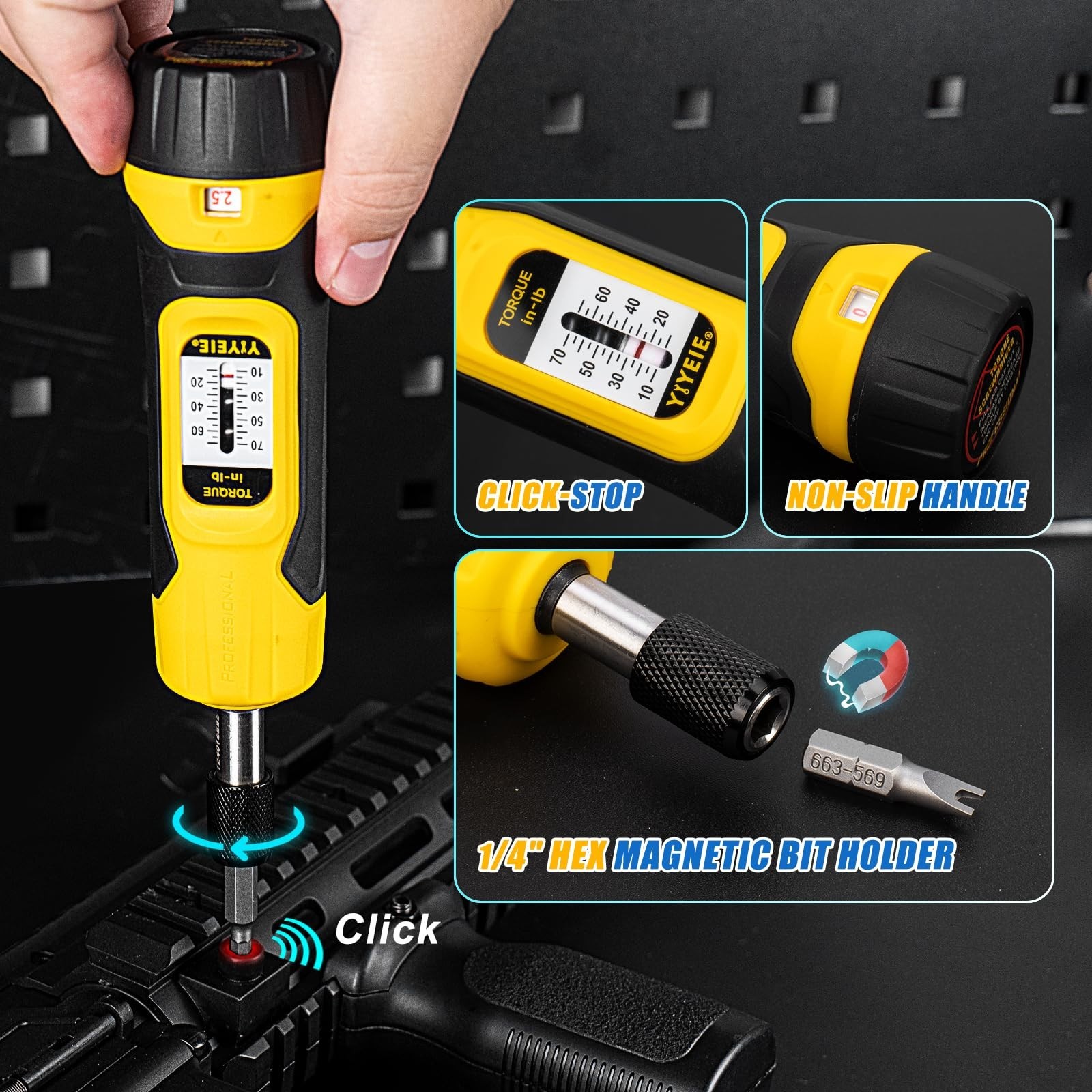 60Pcs Torque Screwdriver Set, Adjustable 10-70 In-lbs, S2 Bits, 1/4″ Drive Wrenc