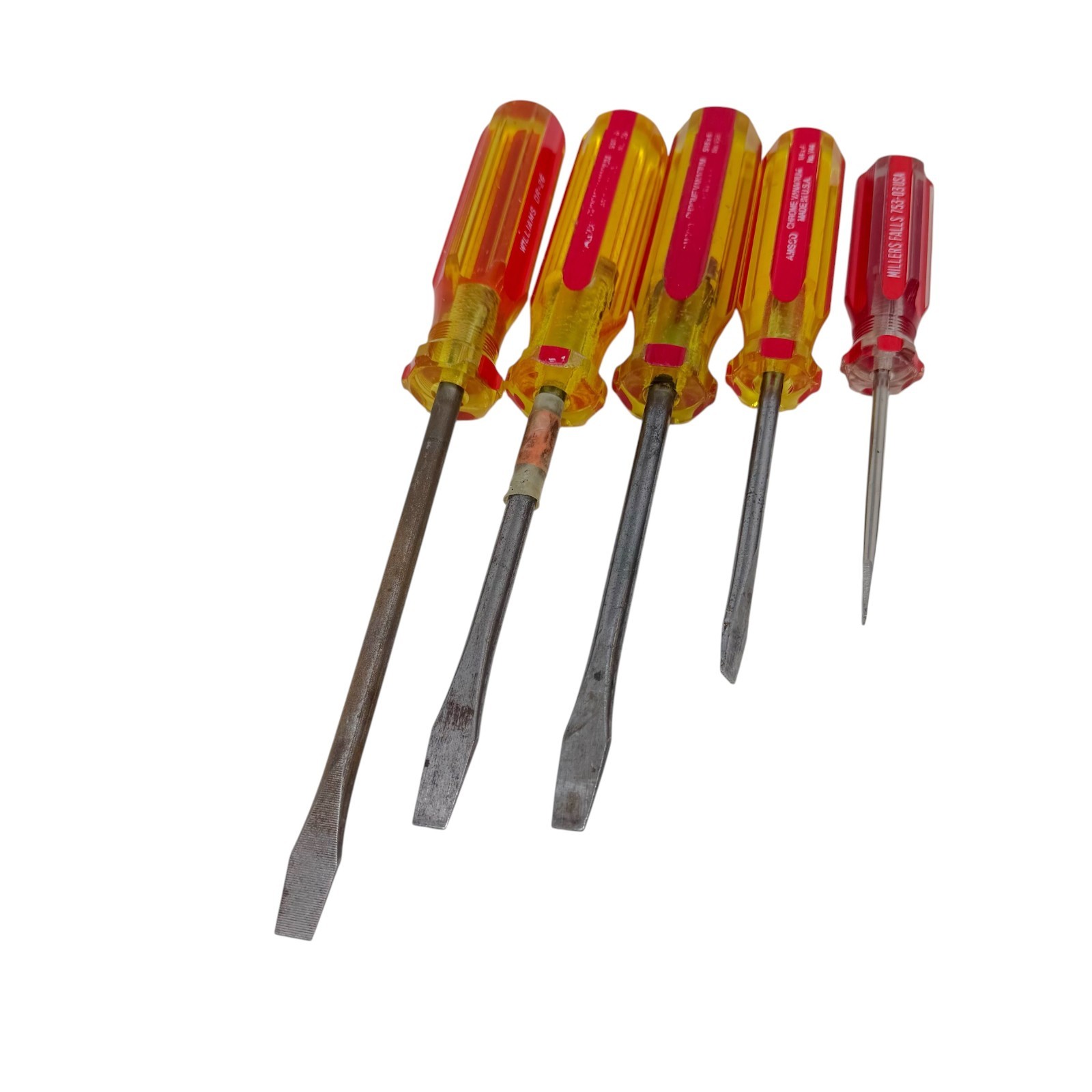 Williams, Millers Falls, Amscoand Assorted Mixed USA Screwdriver Set Rare, 5pc