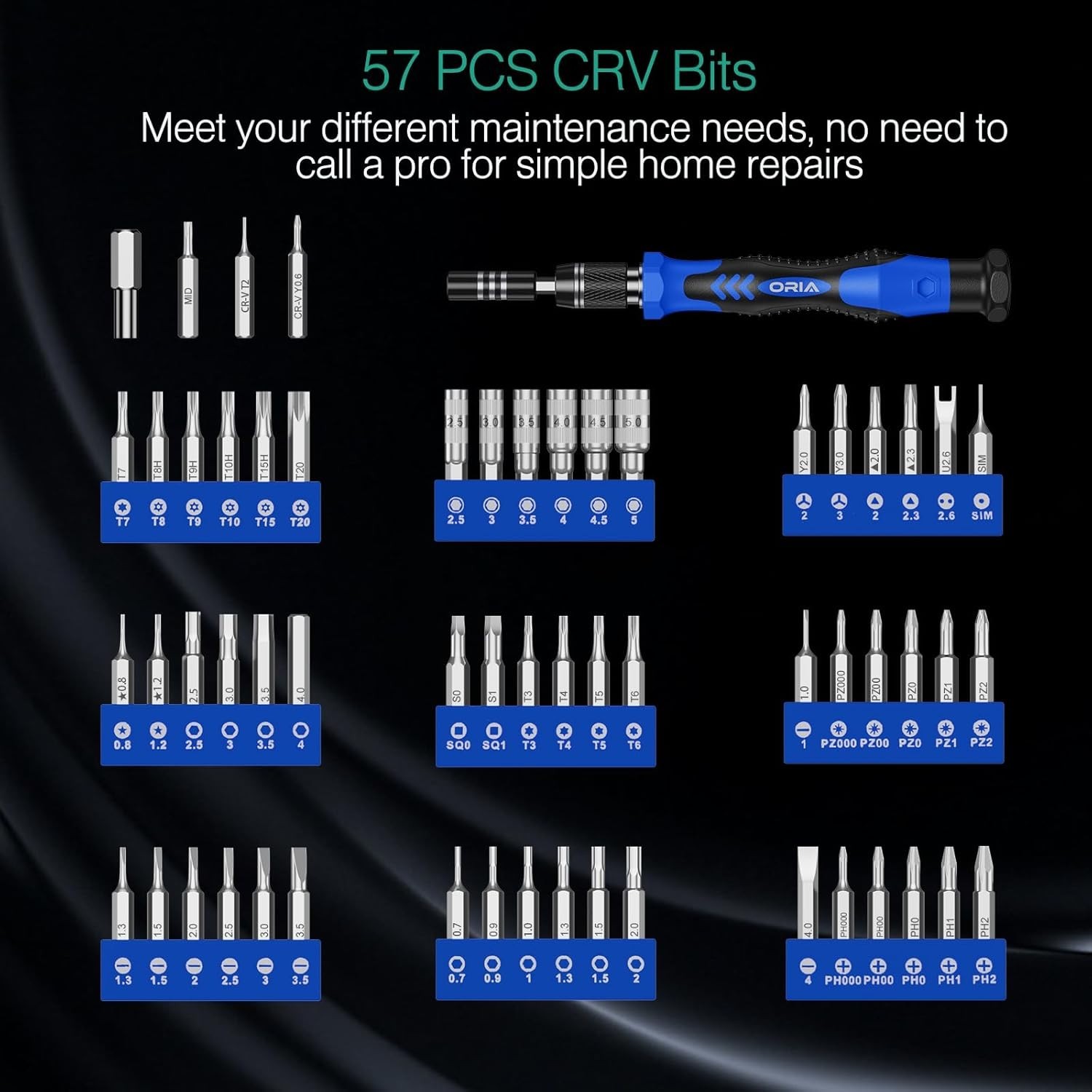 Blue Precision Screwdriver Set – 60 in 1, Alloy Steel, Ergonomic, Portable