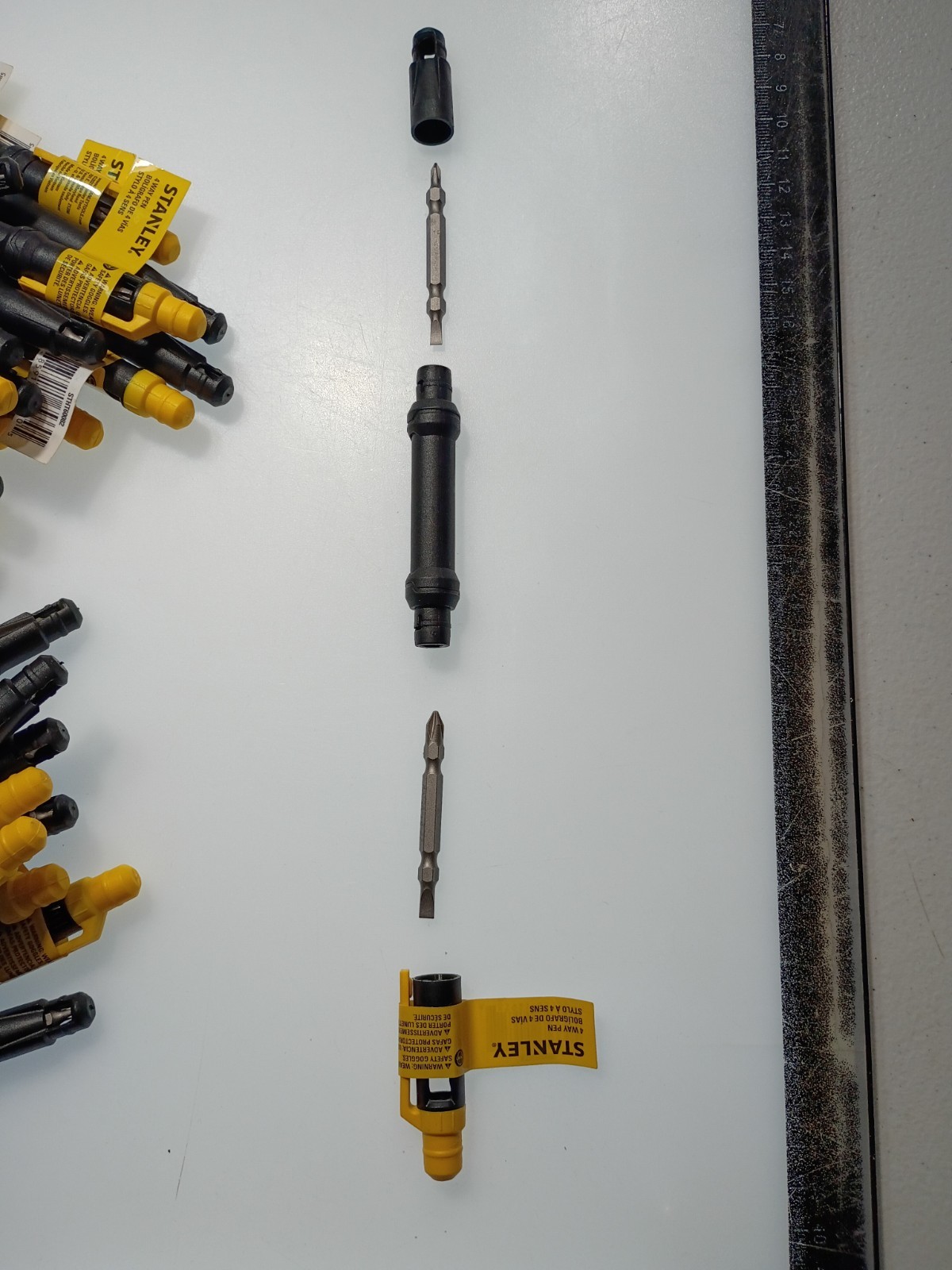 Mini 4-Way Pen 5/32 in 1/8 Flathead Phillips Head Screwdriver Small Black Yellow