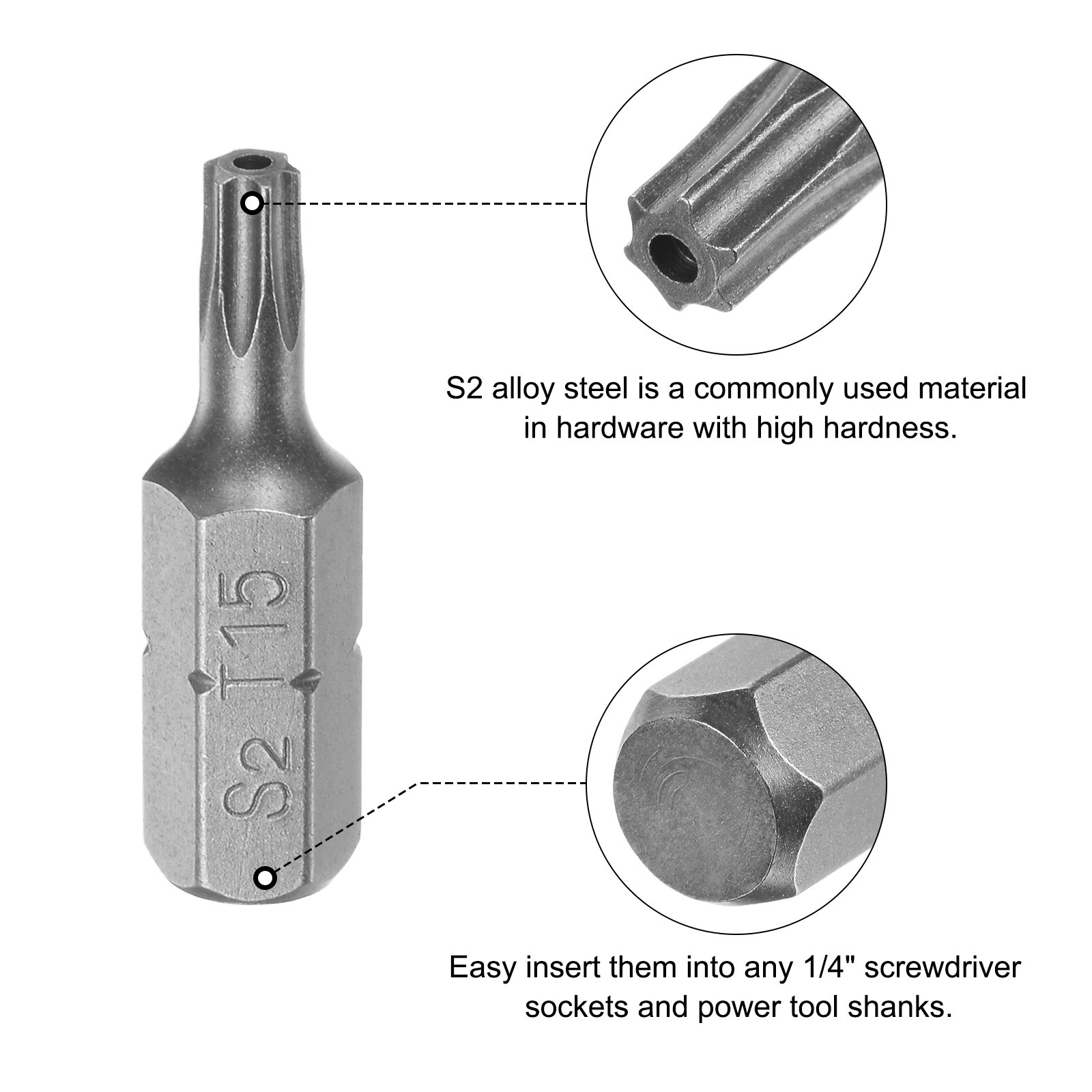 Torx Bits 1/4″ Magnetic Screwdriver T15 Screw Driver Bit S2 Alloy Steel 25pcs