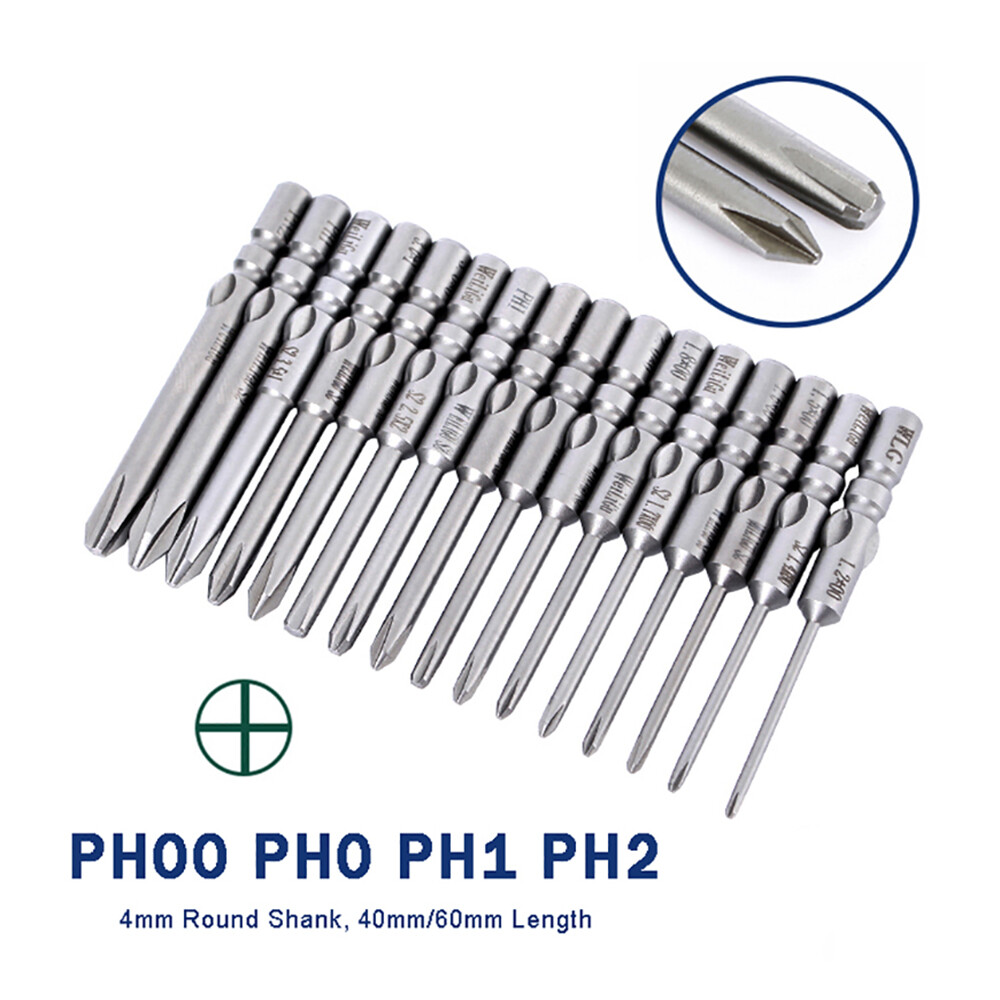Phillips Bits PH00 PH0 PH1 PH2 4mm Round Shank Magnetic Screwdriver Drill Bit