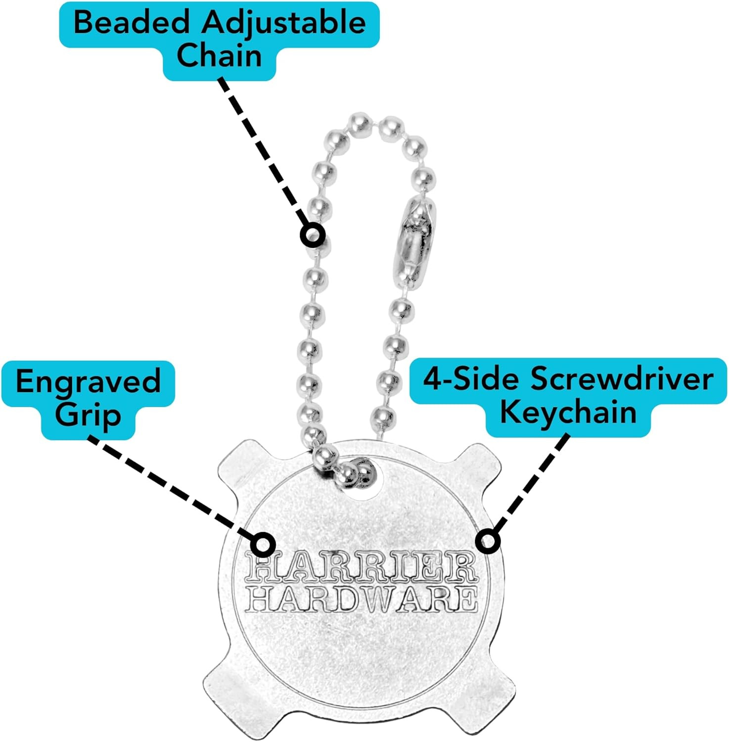 Harrier Hardware 2-Pack Keychain 4-Way Slotted Flathead Screwdriver EDC Portable