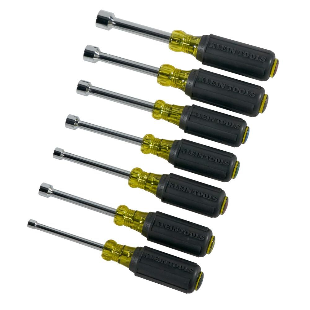Klein Tools 7 Piece Nut Driver Set Cushion Grip Handles Hollow Shaft Design