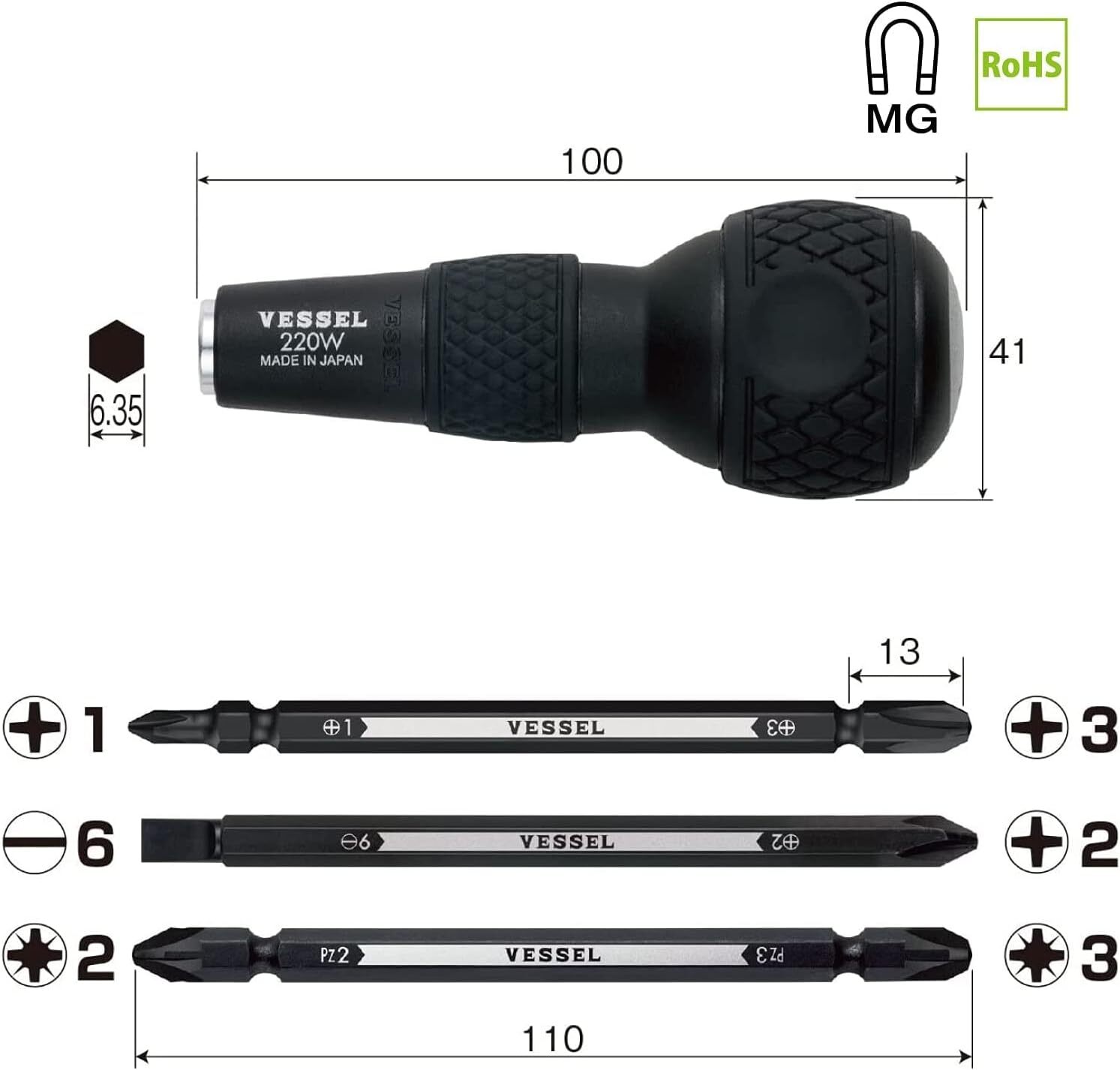 Ball Grip Screwdrivers Set Metric Japanese Motorcycle Drivers for JIS Standard ⭐