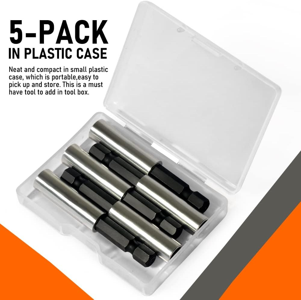 1/4″ Strong Magnetic Extension Bit Holder, 5 Pack Hex Shank Screwdriver Bit Driv